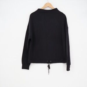 MPG Sport Womens Black Mock Neck Drawstring Back Pullover Sweatshirt Size L